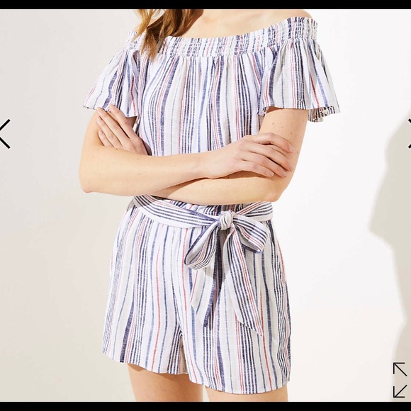 LOFT Other - Loft Romper. Striped off the shoulder. Size Small